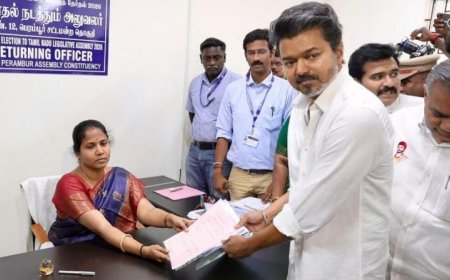 தவெக தலைவர் விஜய் இரண்டு தொகுதிகளில் போட்டி: பெரம்பூர், திருச்சியில் வேட்புமனு தாக்கல்